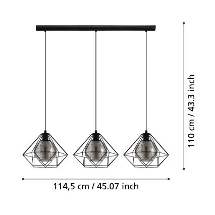 Eglo - Πολύφωτο σε σχοινί 3xE27/40W/230V