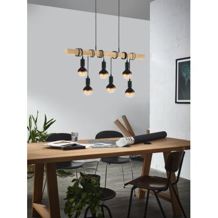 Eglo - Κρεμαστό φωτιστικό οροφής  TOWNSHEND 6xE27/60W/230V - FSC πιστοποιημένο