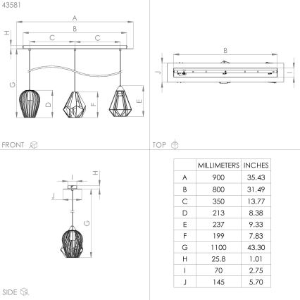 Eglo - Πολύφωτο κρεμαστό ράγα 3xE27/40W/230V