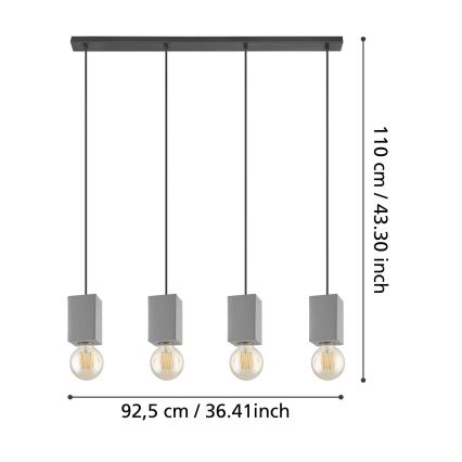 Eglo - Πολύφωτο κρεμαστό ράγα 4xE27/40W/230V