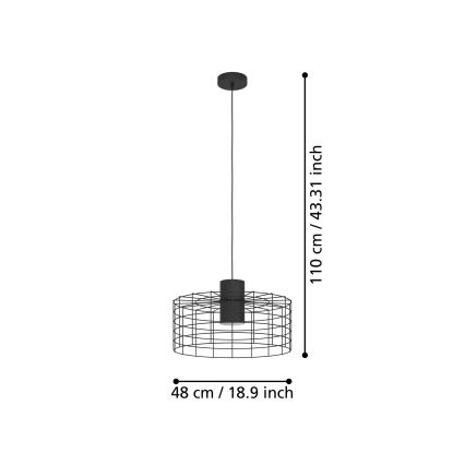 Eglo - Πολύφωτο κρεμαστό 1xE27/40W/230V δ. 48 cm μαύρο