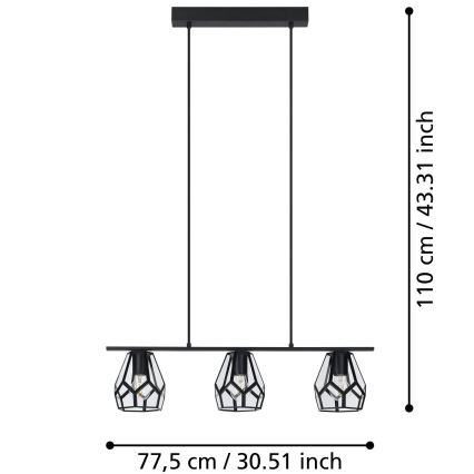 Eglo - Πολύφωτο κρεμαστό 3xE27/40W/230V