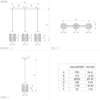 Eglo - Πολύφωτο με συρματόσχοινο 3xE27/40W/230V ασήμι