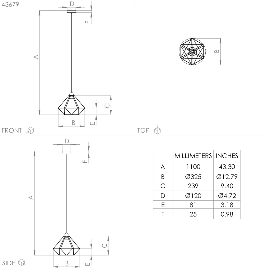 Eglo - Πολύφωτο κρεμαστό 1xE27/60W/230V δ. 32,5 cm