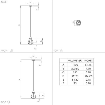 Eglo - Μονόφωτο κρεμαστό φωτιστικό 1xE27/60W/230V δ. 17,5 cm