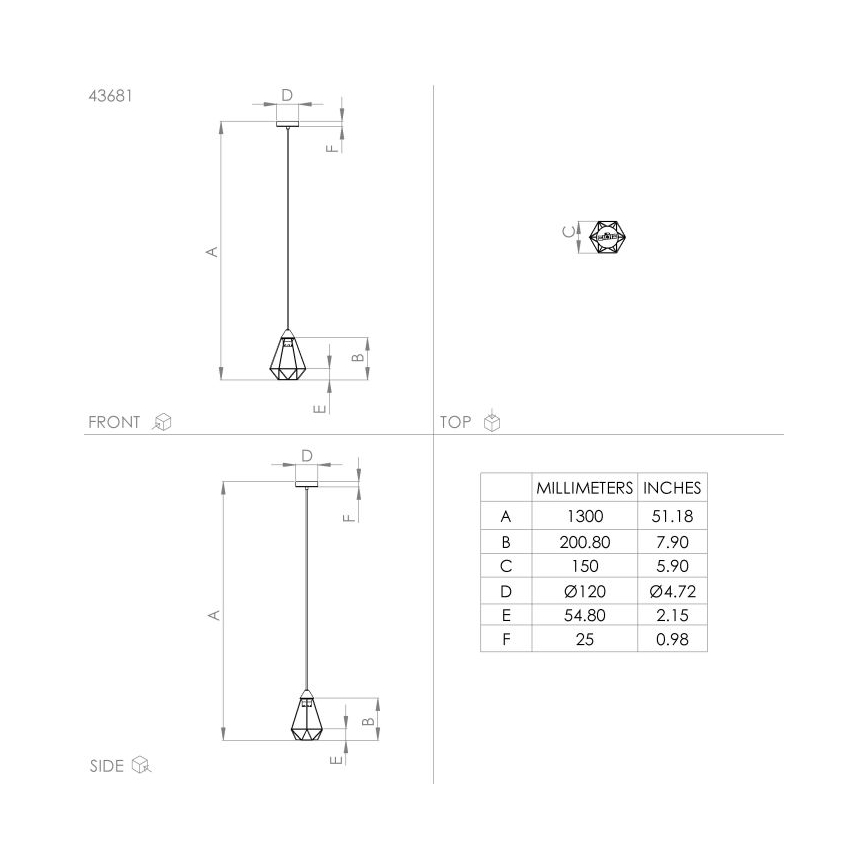 Eglo - Μονόφωτο κρεμαστό φωτιστικό 1xE27/60W/230V δ. 17,5 cm