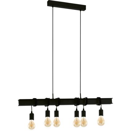 Eglo 43712 - Κρεμαστό φωτιστικό οροφής TOWNSHEND 6xE27/60W/230V μαύρο