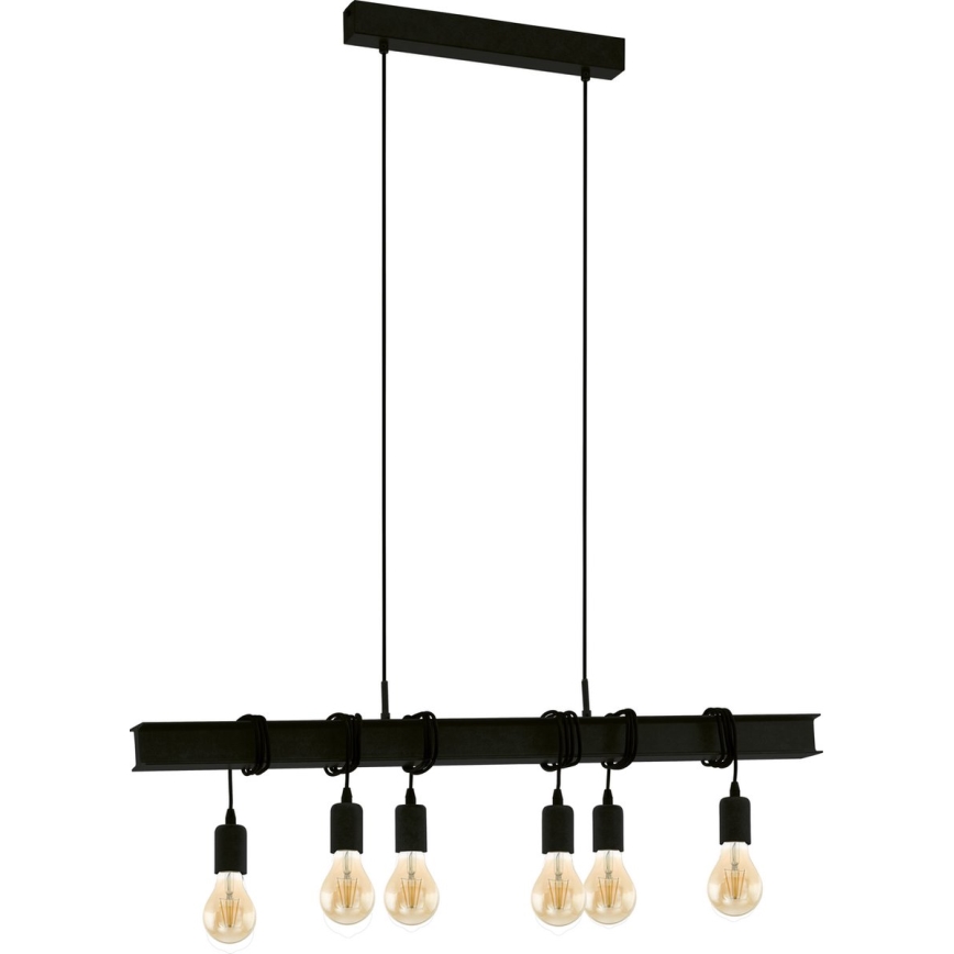 Eglo 43712 - Κρεμαστό φωτιστικό οροφής TOWNSHEND 6xE27/60W/230V μαύρο