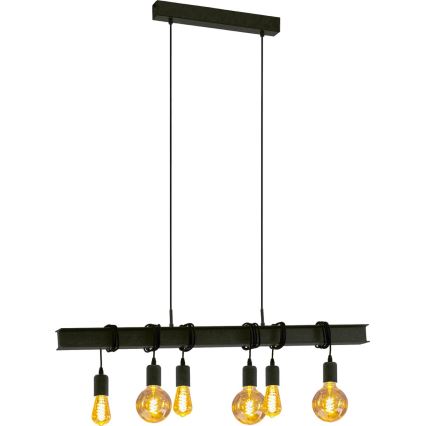 Eglo 43712 - Κρεμαστό φωτιστικό οροφής TOWNSHEND 6xE27/60W/230V μαύρο