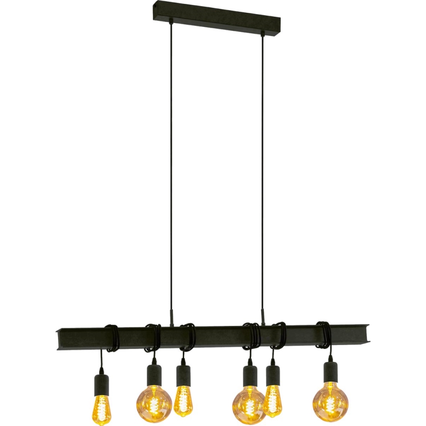Eglo 43712 - Κρεμαστό φωτιστικό οροφής TOWNSHEND 6xE27/60W/230V μαύρο