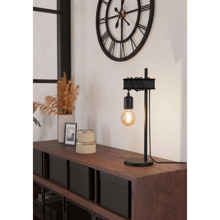 Eglo 43714 - Επιτραπέζιο φωτιστικό TOWNSHEND 1xE27/10W/230V μαύρο