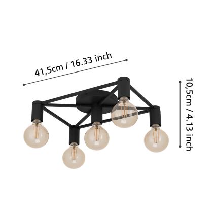 Eglo - Φωτιστικό οροφής 5xE27/40W/230V μαύρο