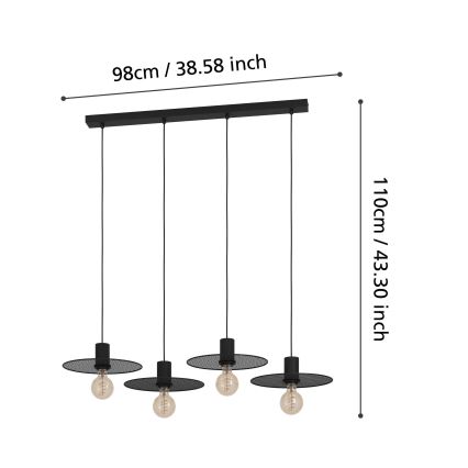 Eglo - Κρεμαστό φωτιστικό οροφής 4xE27/40W/230V