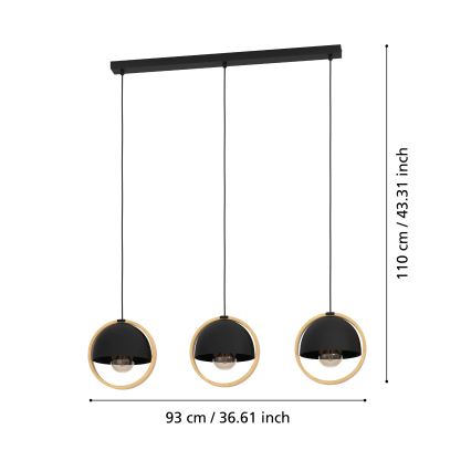 Eglo - Κρεμαστό φωτιστικό οροφής 3xE27/40W/230V