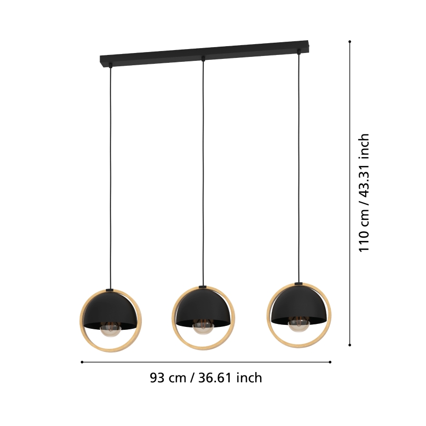 Eglo - Κρεμαστό φωτιστικό οροφής 3xE27/40W/230V