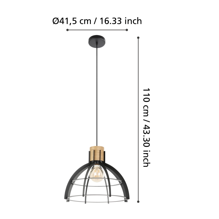 Eglo - Κρεμαστό φωτιστικό οροφής 1xE27/40W/230V μαύρο