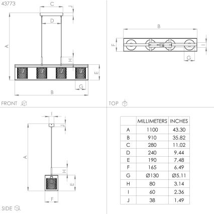Eglo - Φωτιστικό οροφής με καλώδιο 4xE27/40W/230V