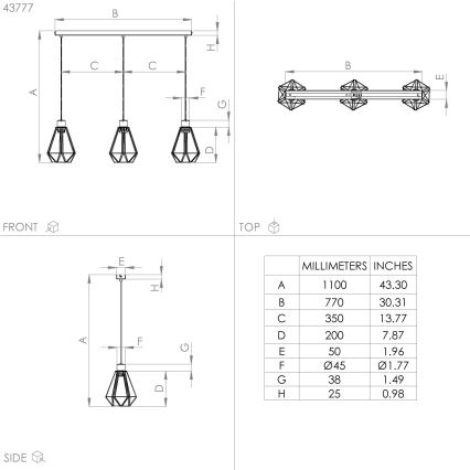 Eglo - Φωτιστικό οροφής με καλώδιο 3xE27/40W/230V