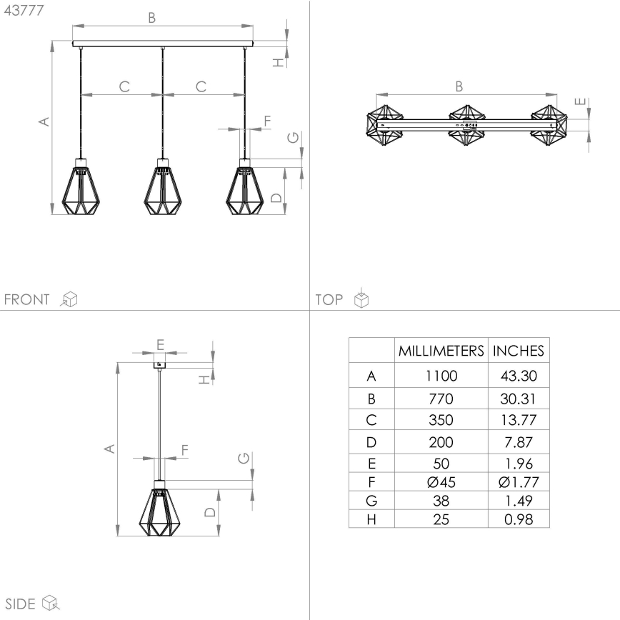 Eglo - Φωτιστικό οροφής με καλώδιο 3xE27/40W/230V