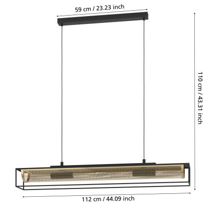 Eglo - Πολύφωτο με συρματόσχοινο 4xE27/40W/230V