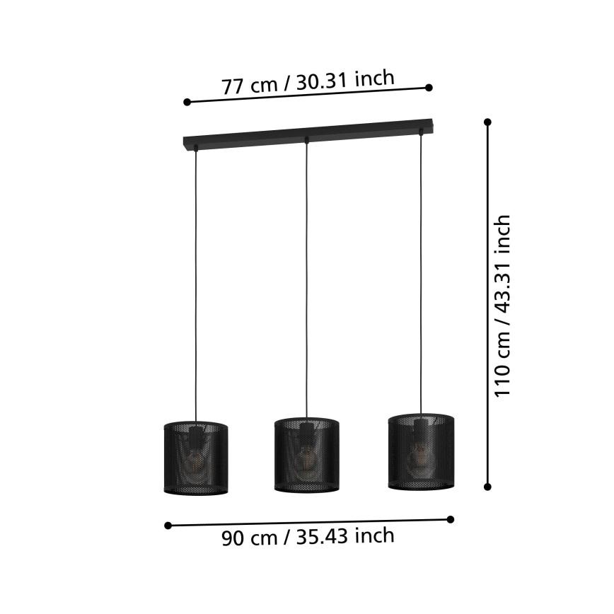 Eglo - Κρεμαστό φωτιστικό οροφής 3xE27/40W/230V