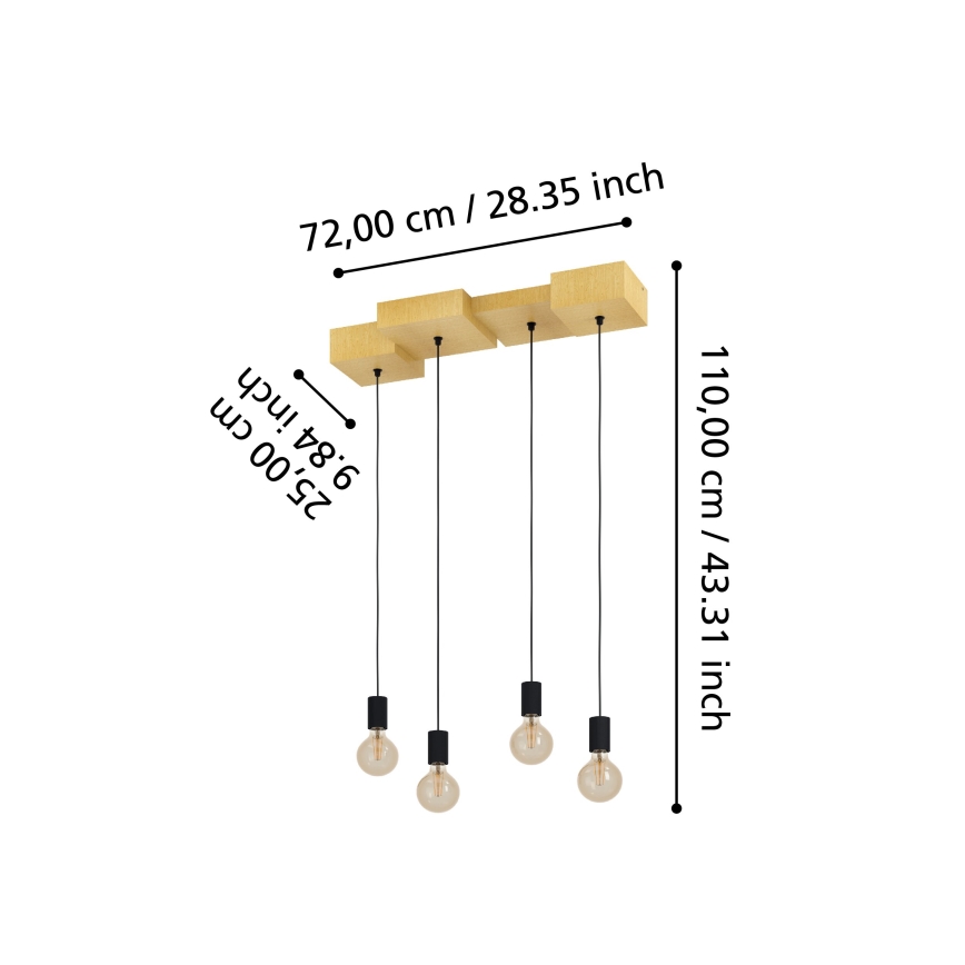 Eglo - Κρεμαστό φωτιστικό οροφής 4xE27/40W/230V