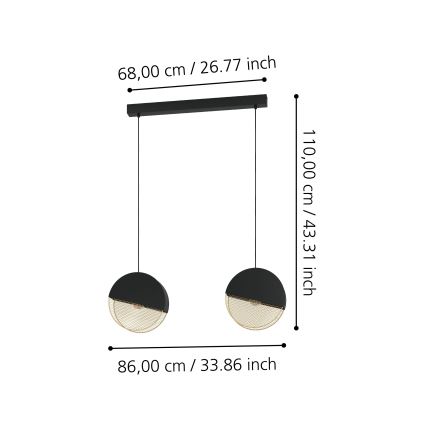 Eglo - Κρεμαστό φωτιστικό οροφής 2xE27/40W/230V