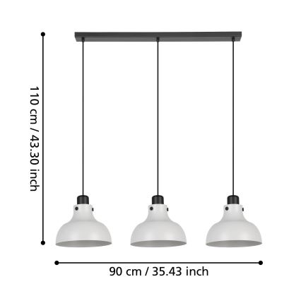 Eglo - Κρεμαστό φωτιστικό οροφής 3xE27/40W/230V