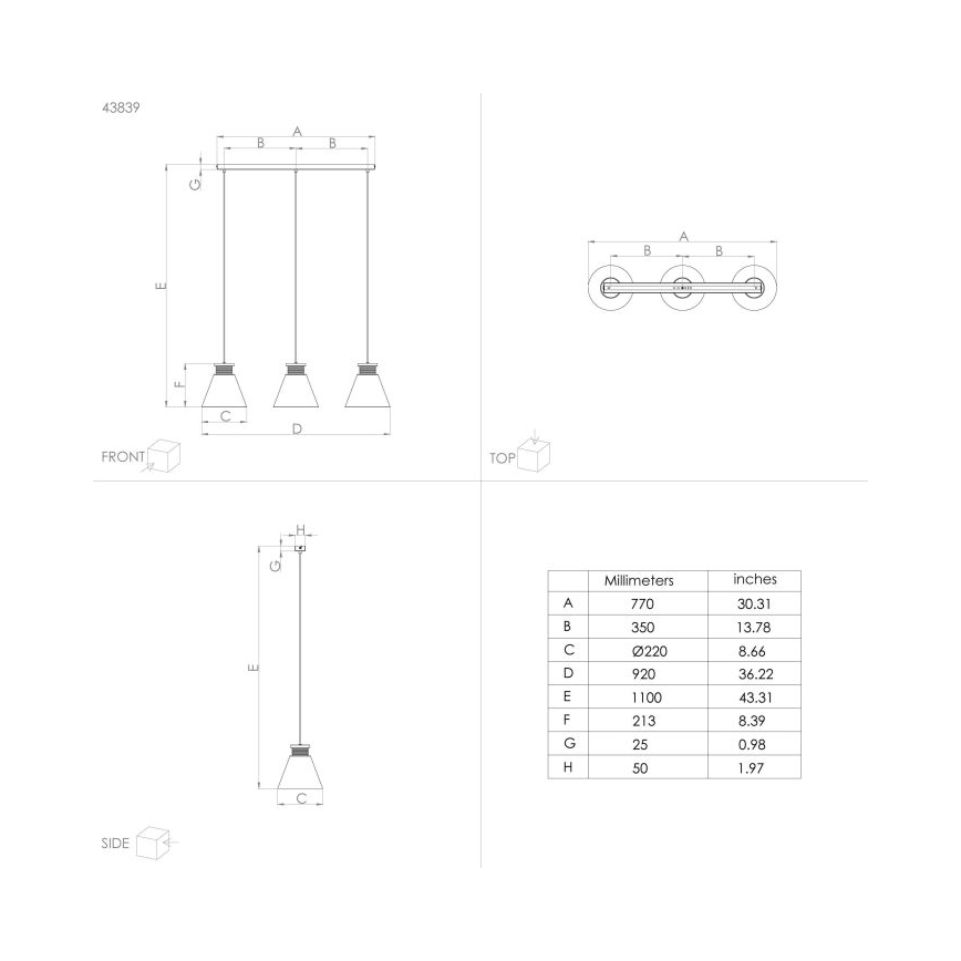 Eglo - Φωτιστικό οροφής με καλώδιο 3xE27/40W/230V
