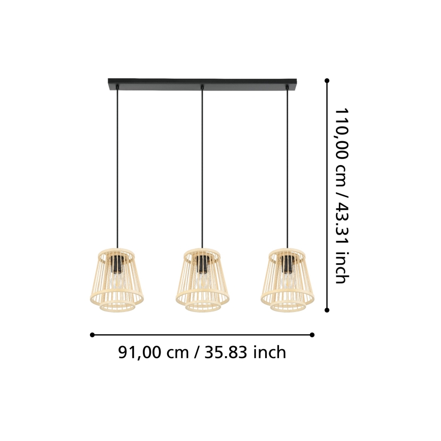 Eglo - Κρεμαστό φωτιστικό οροφής 3xE27/40W/230V