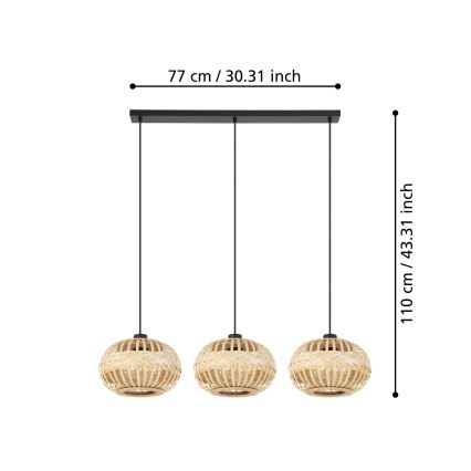 Eglo - Πολύφωτο με συρματόσχοινο 3xE27/40W/230V