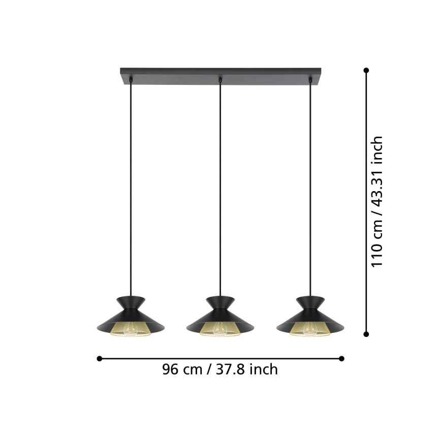 Eglo - Πολύφωτο με συρματόσχοινο 3xE27/40W/230V