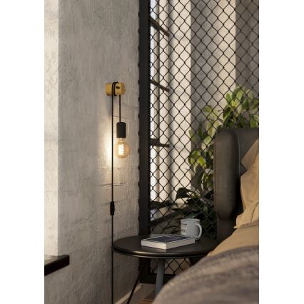 Eglo - Απλίκα τοίχου 1xE27/13W/230V μαύρο/μπεζ