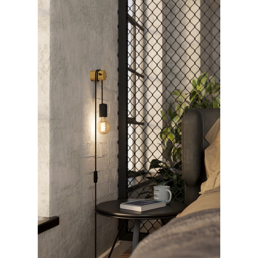 Eglo - Απλίκα τοίχου 1xE27/13W/230V μαύρο/μπεζ