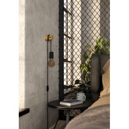 Eglo - Απλίκα τοίχου 1xE27/13W/230V μαύρο/μπεζ