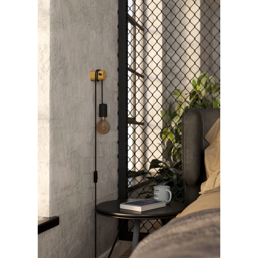 Eglo - Απλίκα τοίχου 1xE27/13W/230V μαύρο/μπεζ