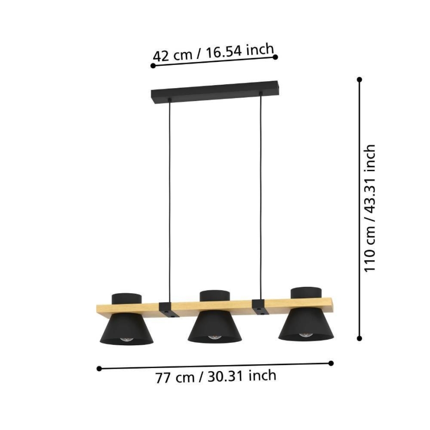 Eglo - Πολύφωτο με συρματόσχοινο 3xE27/15W/230V