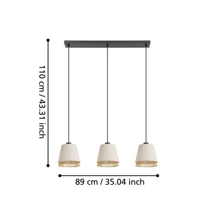 Eglo - Πολύφωτο με συρματόσχοινο 3xE27/40W/230V