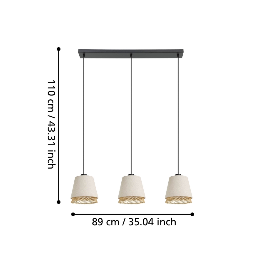 Eglo - Πολύφωτο με συρματόσχοινο 3xE27/40W/230V