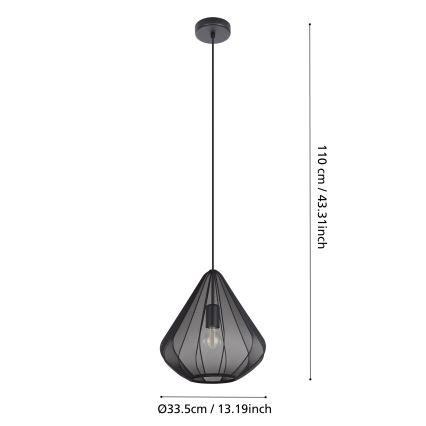Eglo - Κρεμαστό φωτιστικό οροφής 1xE27/40W/230V διάμετρος 33,5 cm μαύρο