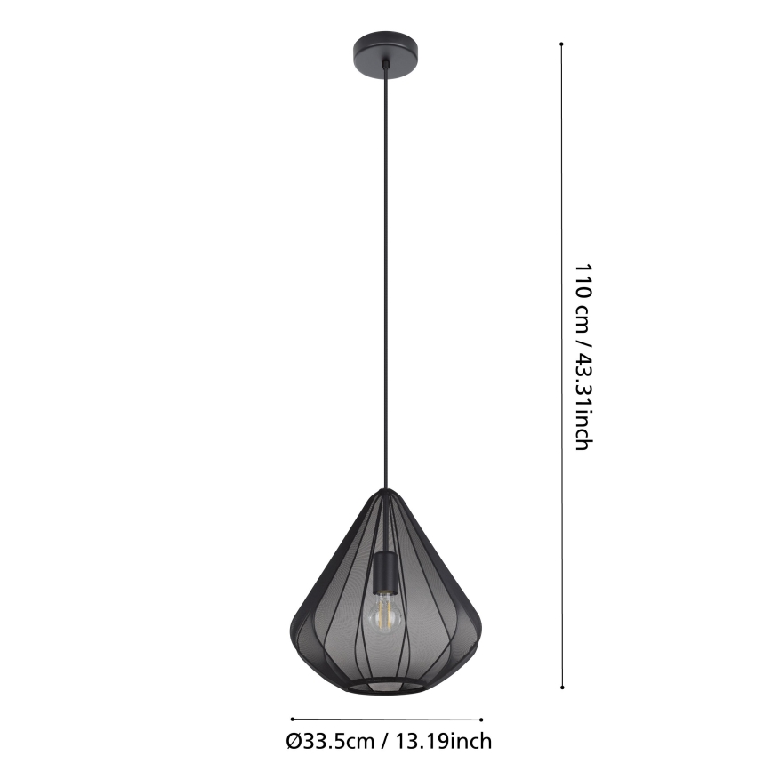 Eglo - Κρεμαστό φωτιστικό οροφής 1xE27/40W/230V διάμετρος 33,5 cm μαύρο