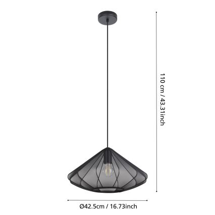 Eglo - Κρεμαστό φωτιστικό οροφής 1xE27/40W/230V διάμετρος 42,5 cm μαύρο