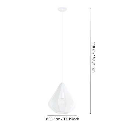 Eglo - Κρεμαστό φωτιστικό οροφής 1xE27/40W/230V διάμετρος 33,5 cm λευκό