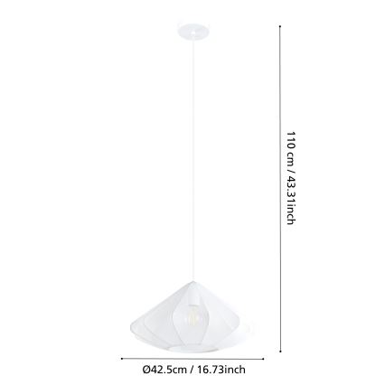 Eglo - Κρεμαστό φωτιστικό οροφής 1xE27/40W/230V διάμετρος 42,5 cm λευκό