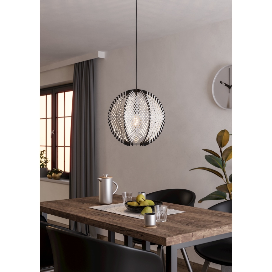 Eglo - Κρεμαστό φωτιστικό οροφής 1xE27/40W/230V διάμετρος 40 cm λευκό/μαύρο