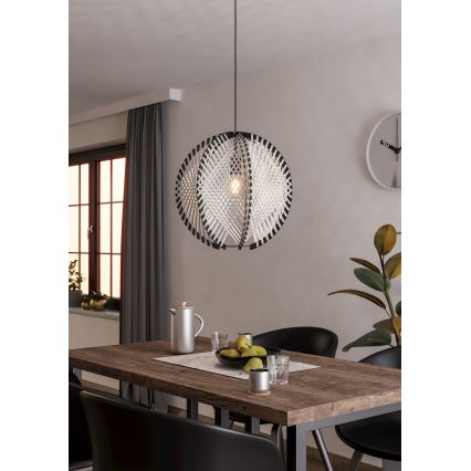 Eglo - Κρεμαστό φωτιστικό οροφής 1xE27/40W/230V διάμετρος 48 cm λευκό/μαύρο