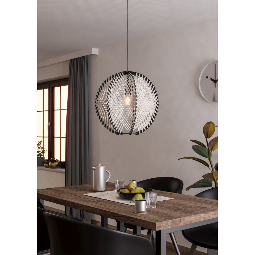 Eglo - Κρεμαστό φωτιστικό οροφής 1xE27/40W/230V διάμετρος 48 cm λευκό/μαύρο
