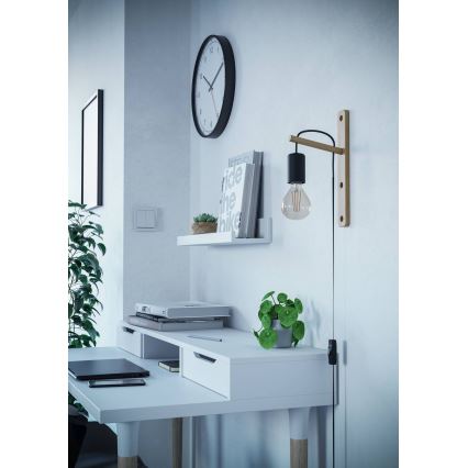 Eglo - Φωτιστικό τοίχου 1xE27/10W/230V καουτσουκόδεντρο καφέ/μαύρο