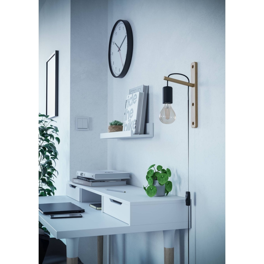 Eglo - Φωτιστικό τοίχου 1xE27/10W/230V καουτσουκόδεντρο καφέ/μαύρο