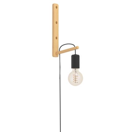 Eglo - Φωτιστικό τοίχου 1xE27/10W/230V καουτσουκόδεντρο καφέ/μαύρο